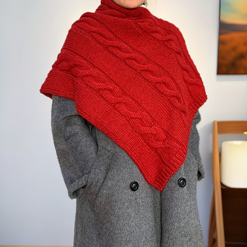 秋冬新款麻花套头外搭保暖不规则洋气慵懒风外搭韩版针织时尚披肩