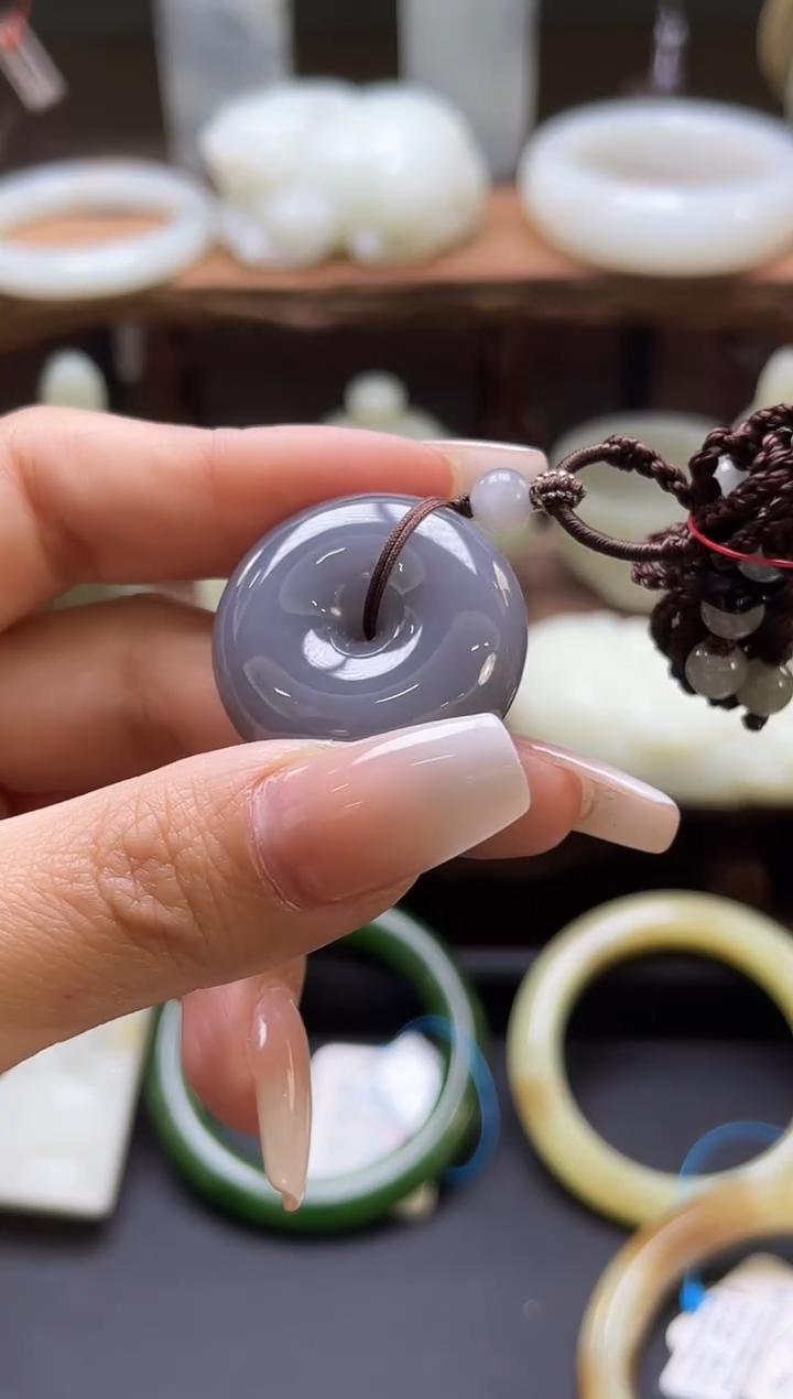 【闪购商品】和田玉吊坠未镶嵌青海烟紫平安扣A9003349