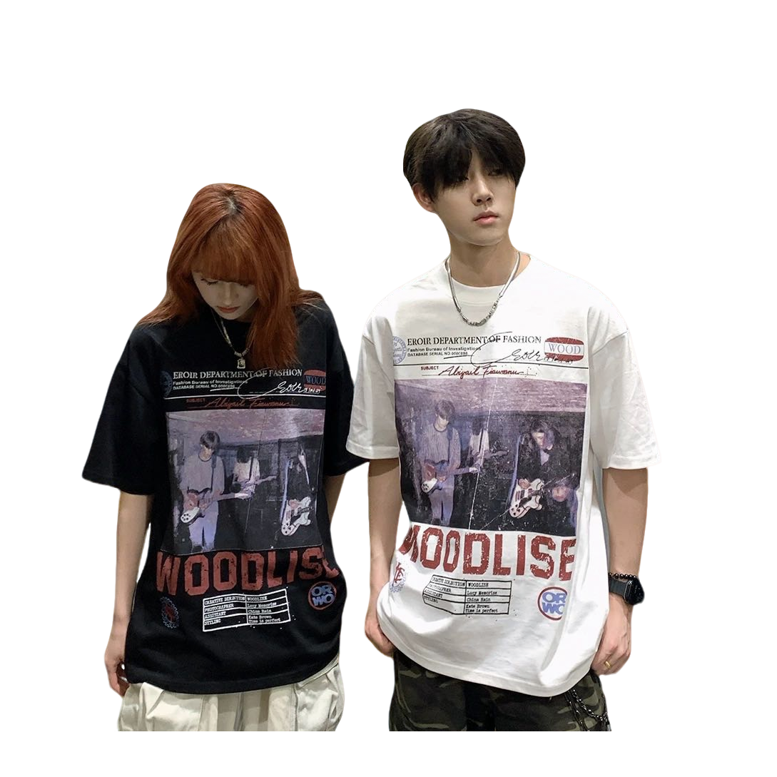 米尔小可青少年潮流百搭纯棉圆领印花宽松短袖T恤半袖上衣夏季