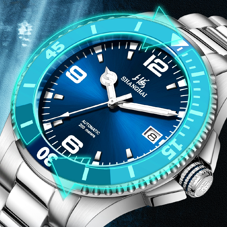 【潜水200米】上海手表深度防水男士自动机械表水鬼表全机械表3080