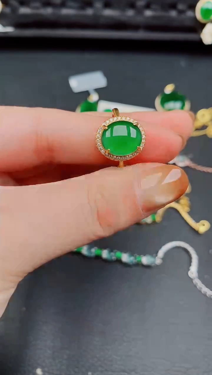 【闪购商品】翡翠戒指银S925镶嵌天然a货翡翠469