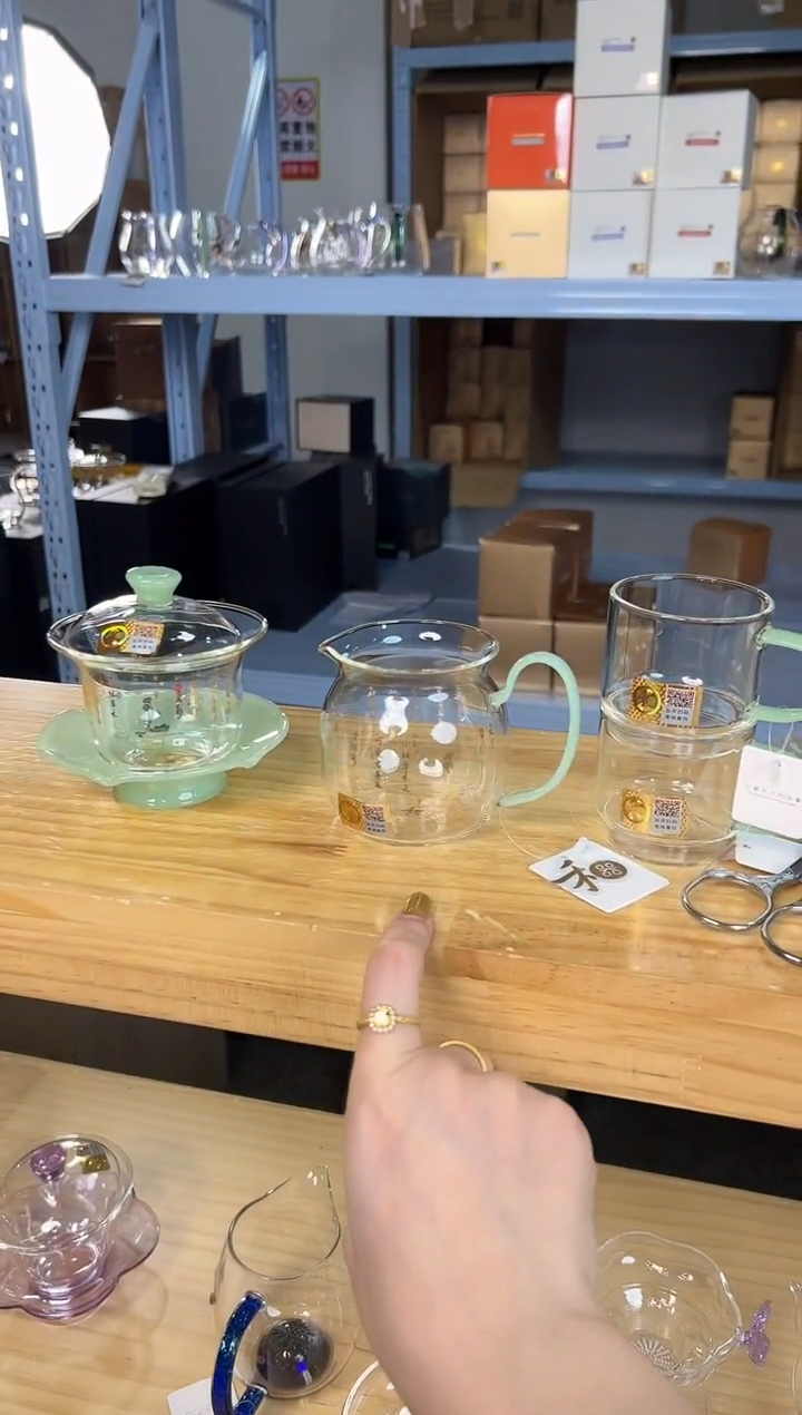 爱莲说禾荷盖碗浅玉+美满爱莲说浅玉色+逸杯一对 浅玉+茶剪