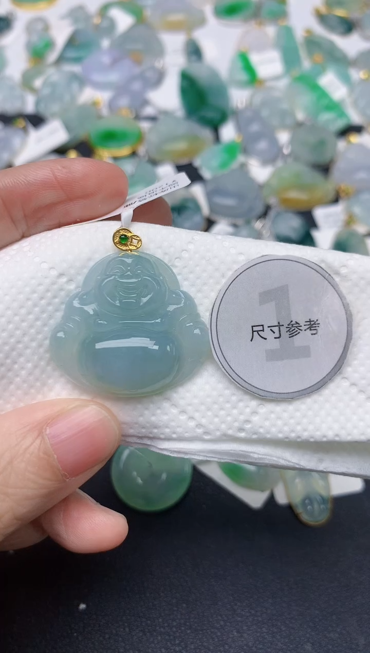 颈饰18K金镶嵌翡翠天然缅甸A货翡翠