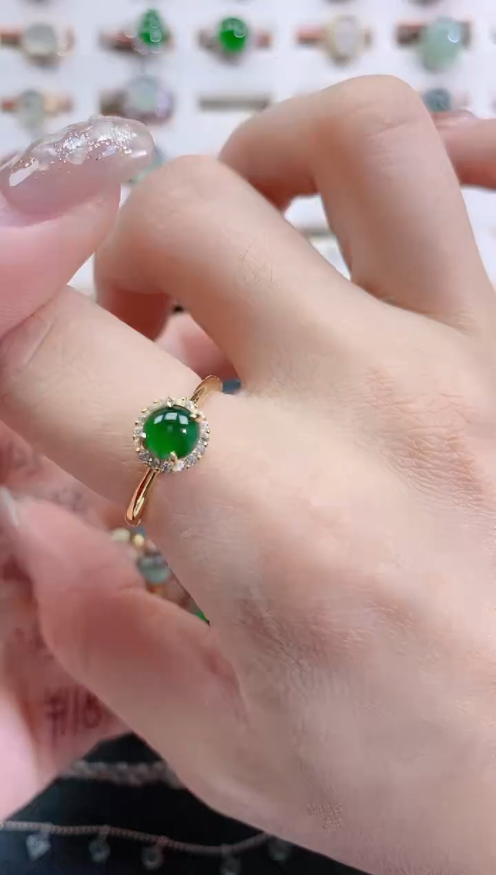 银S925镶嵌戒指翡翠天然翡翠