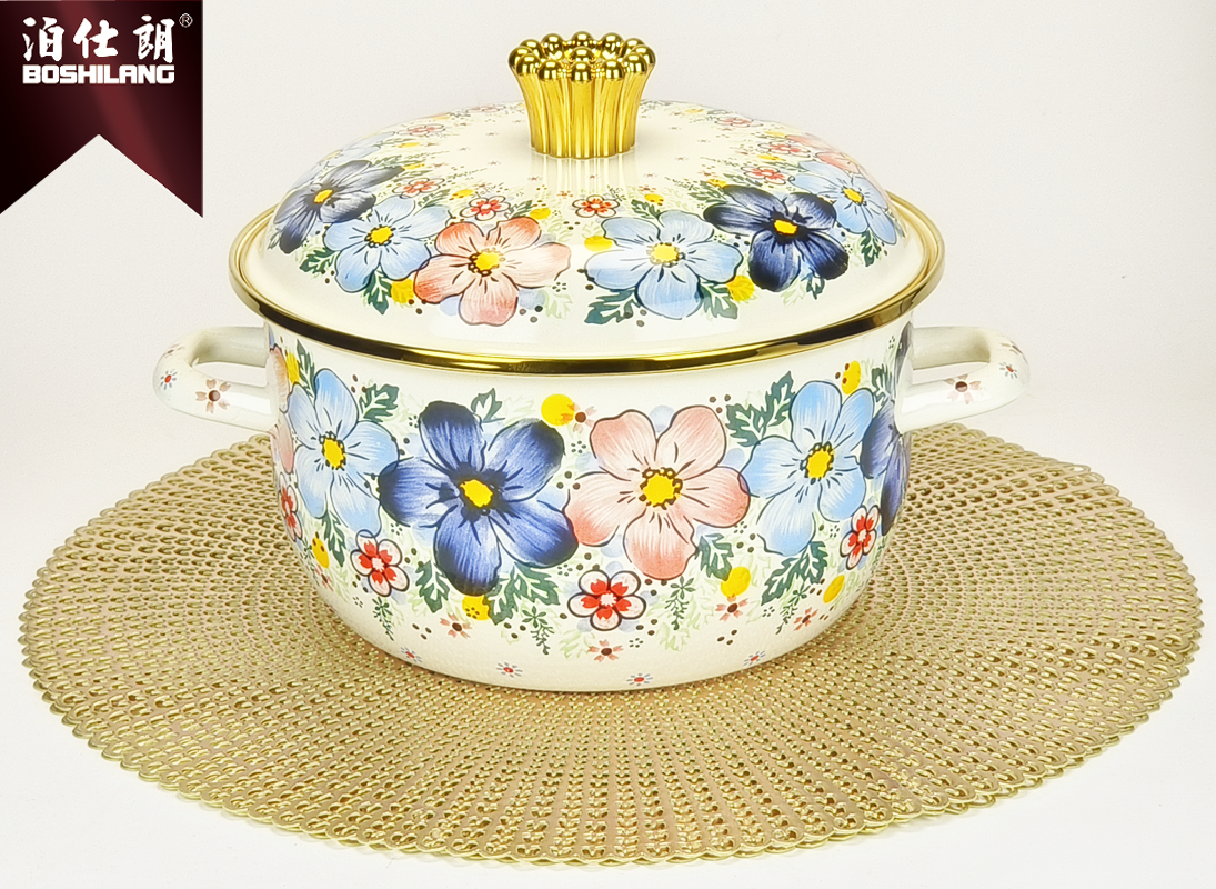 06新款搪瓷汤锅老式珐琅烧锅猪油罐带盖汤面碗装