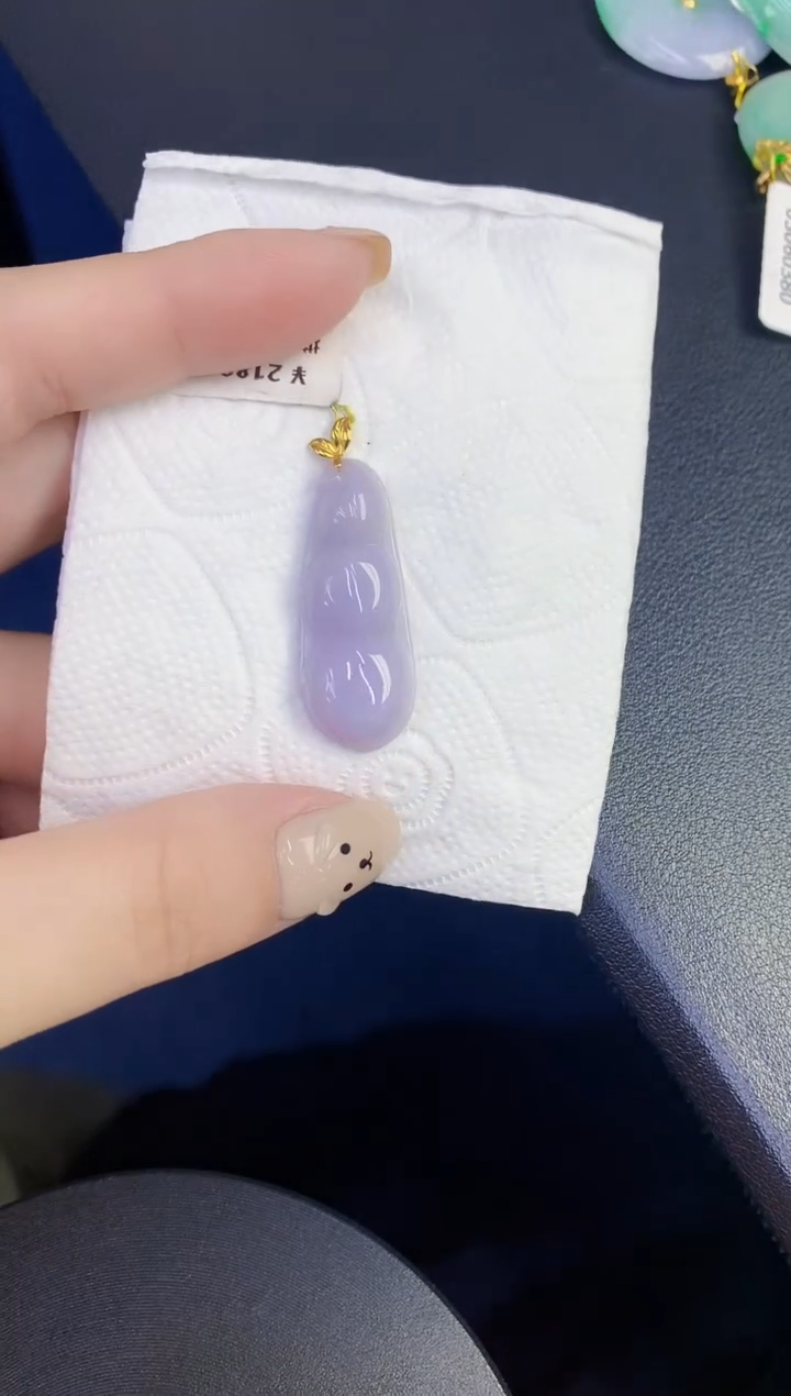 颈饰18K金镶嵌翡翠缅甸天然翡翠A货