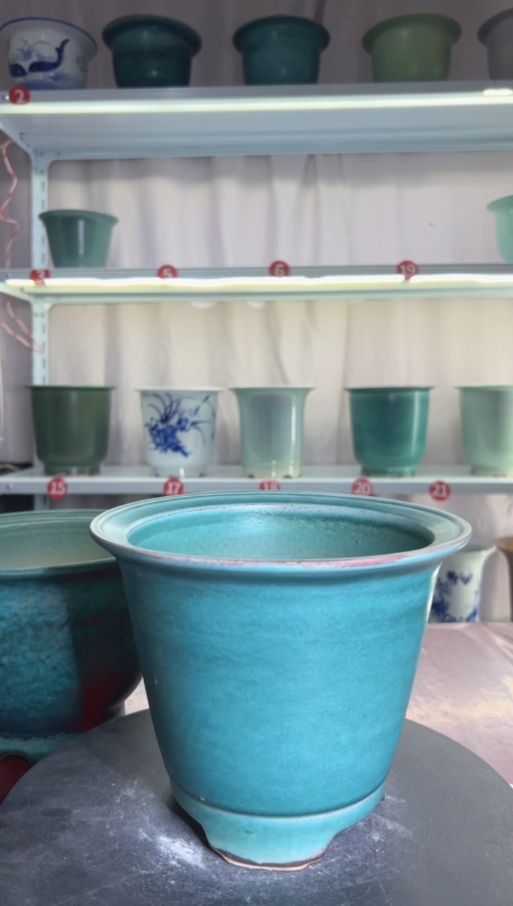 玉?景德镇颜色釉陶瓷花盆高17外口20内口17