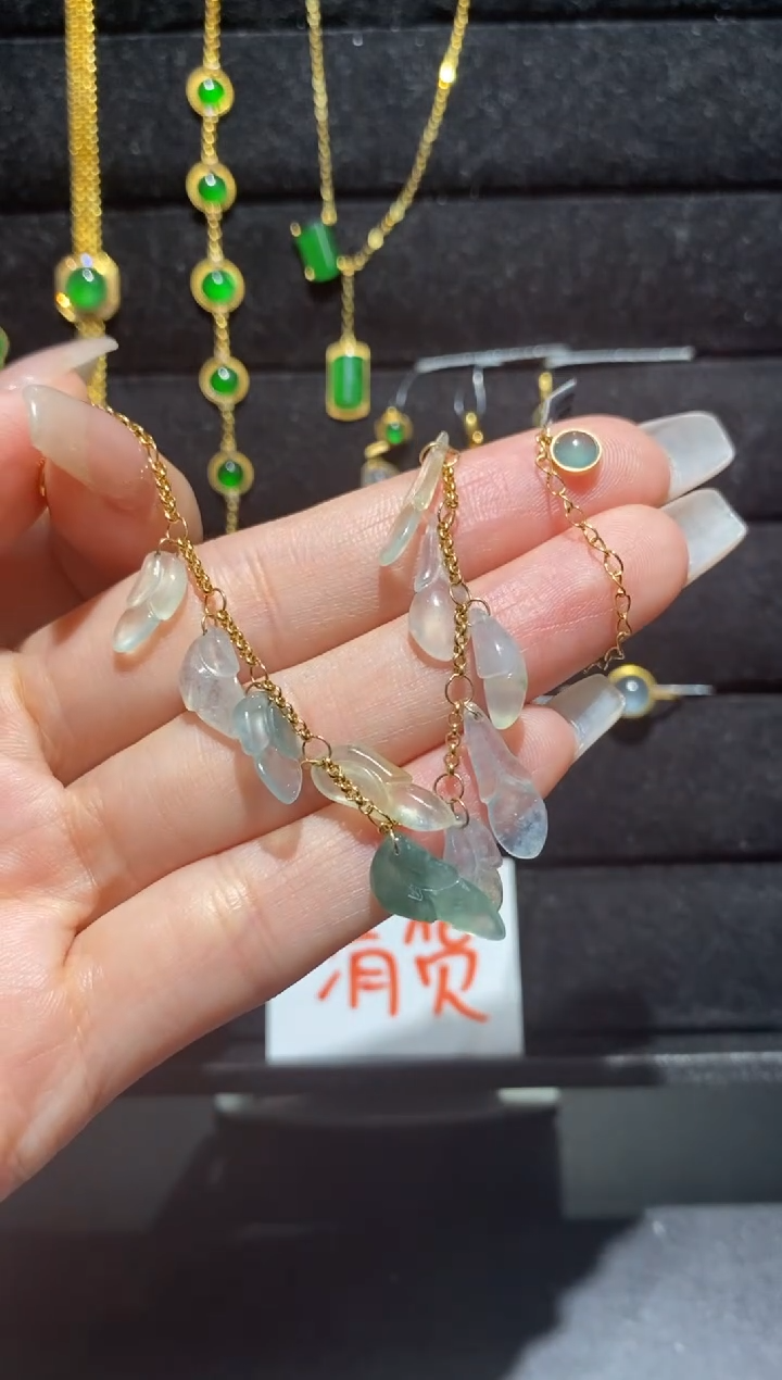 【闪购商品】翡翠手链18K金镶嵌手链