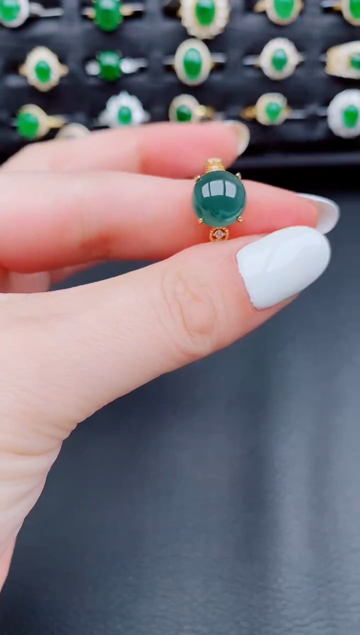 【闪购商品】翡翠戒指银S925镶嵌天然a货翡翠24