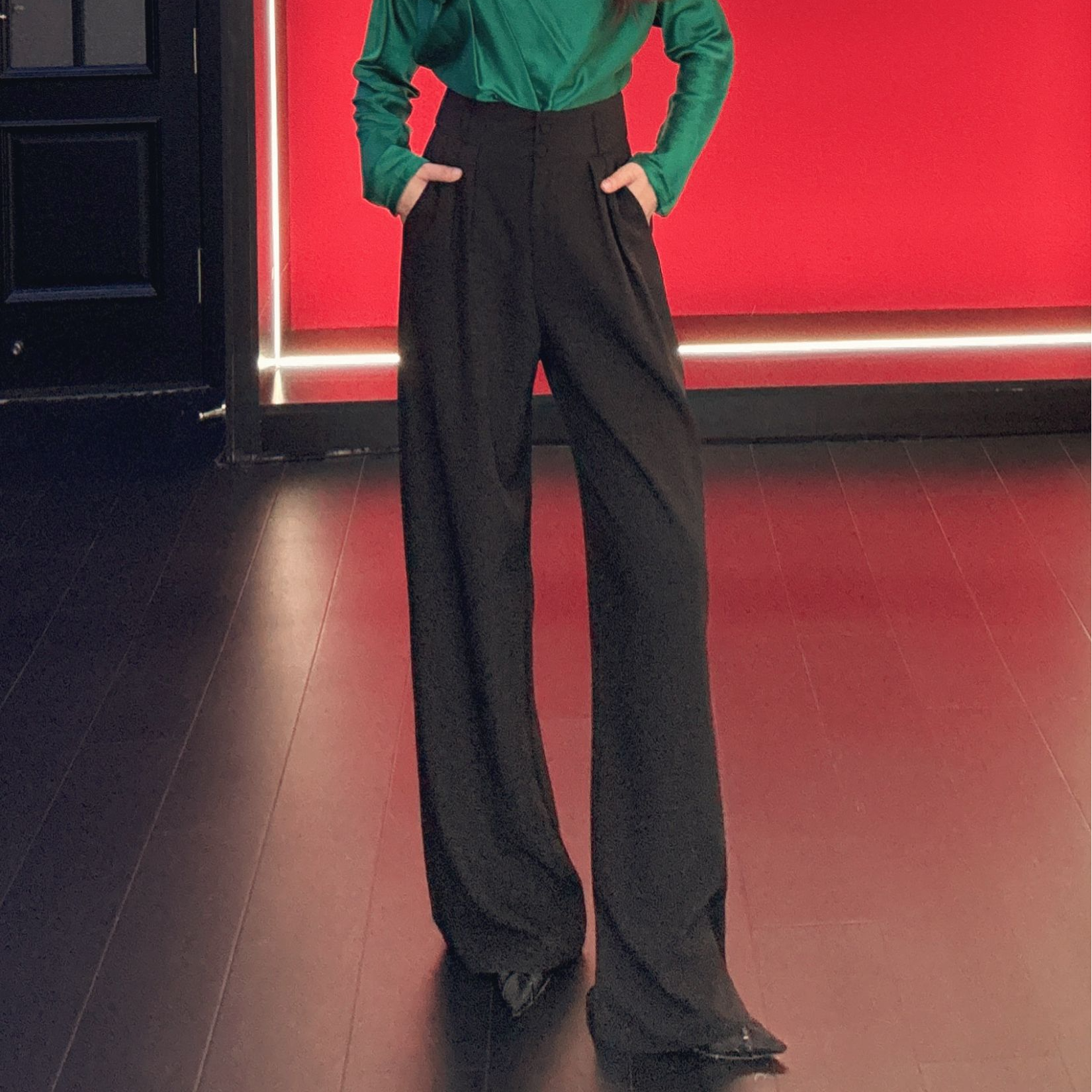 复古时尚高腰阔腿裤休闲裤