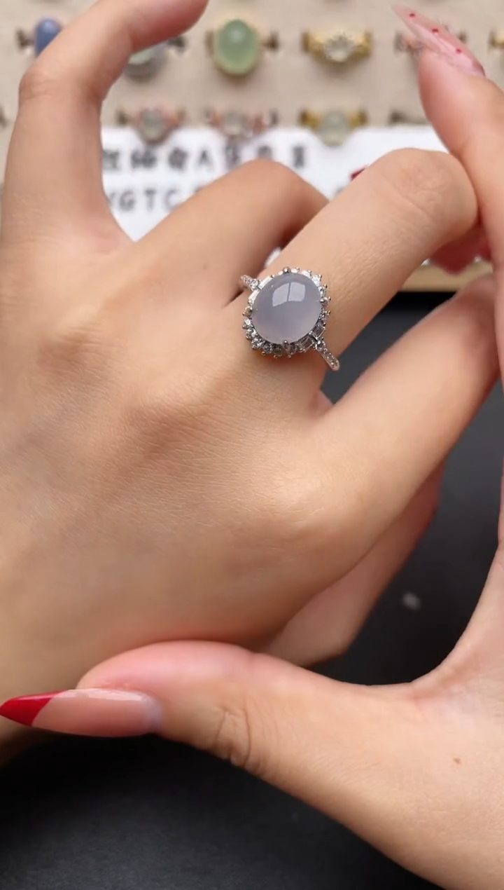 【闪购商品】翡翠戒指银S925镶嵌一物一证一礼盒