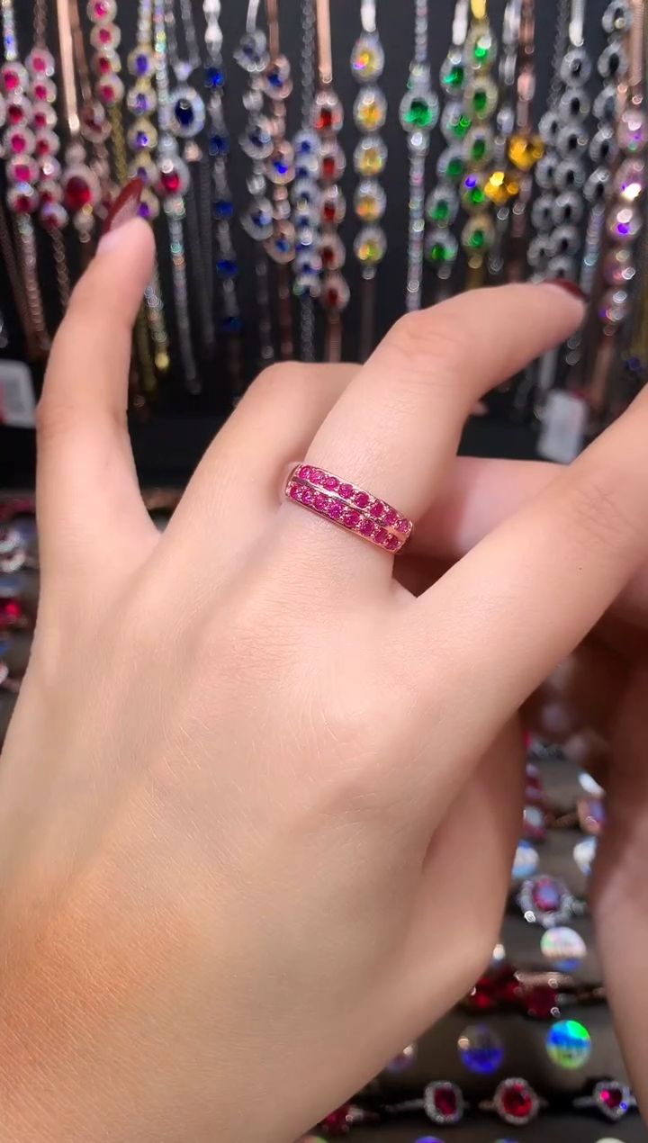 【闪购商品】红宝石戒指银S925镶嵌玫瑰金