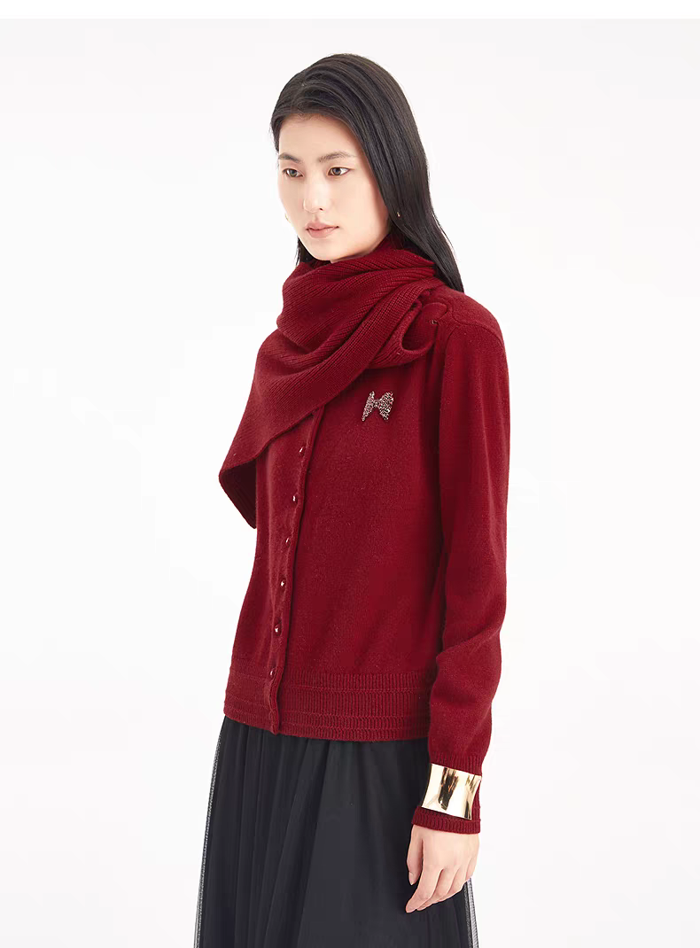 KL2025冬款可拆卸围巾领毛衫