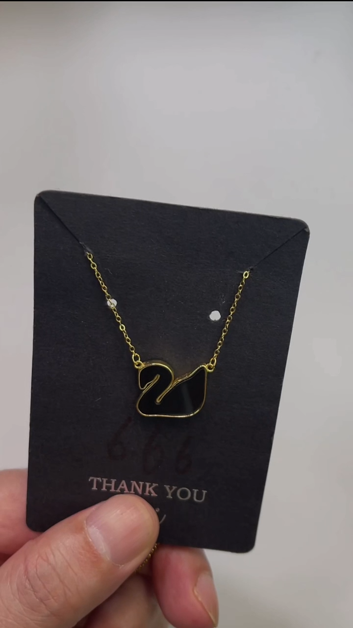 颈饰银S925镀金镶嵌和田玉小黑鸭吊坠一体链多样性发一