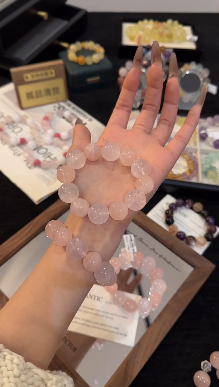 合金手链水晶粉水晶手链x3242