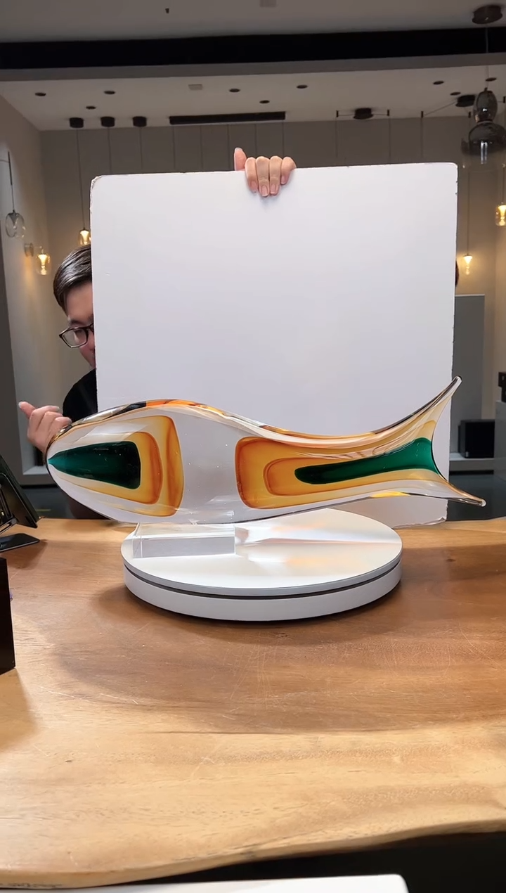 【闪购商品】茶宠茶金色反影鱼+160*140透明底座