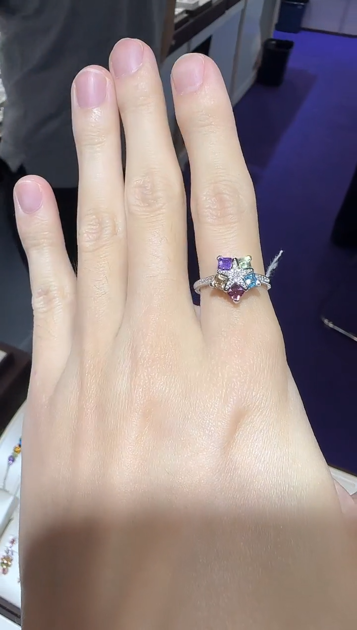 【闪购商品】水晶戒指银S925镶嵌多彩宝石