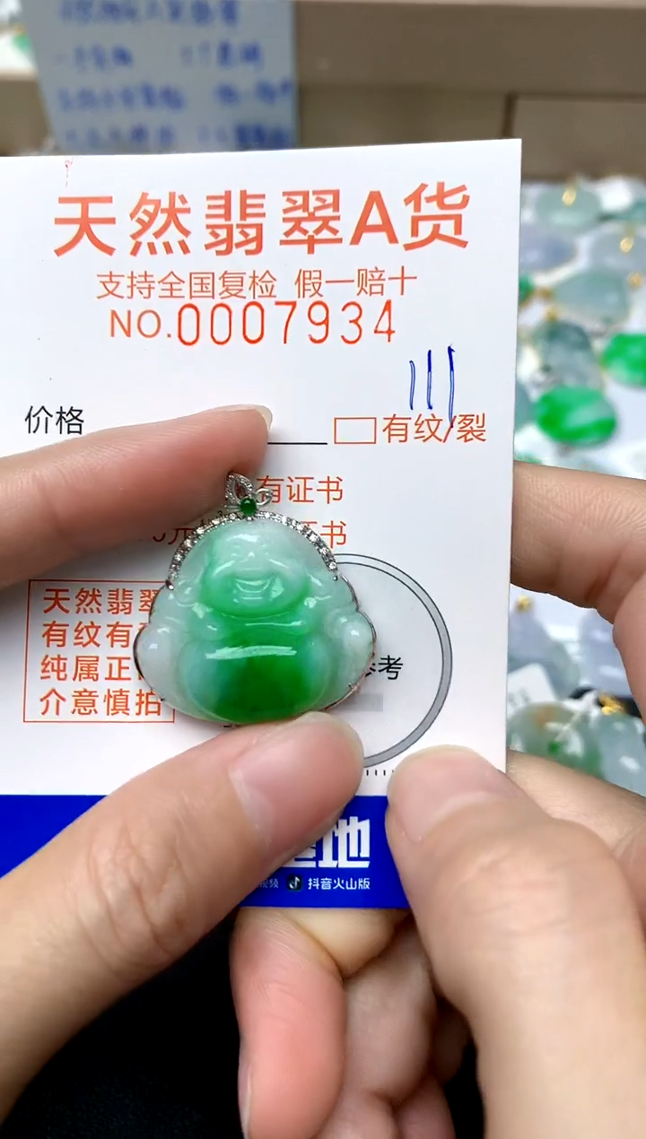 【闪购商品】翡翠颈饰18K金镶嵌111天然A货翡翠