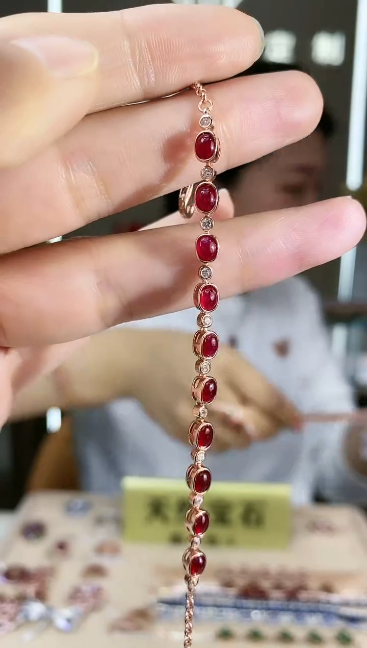 【闪购商品】红宝石手链银S925镶嵌手链