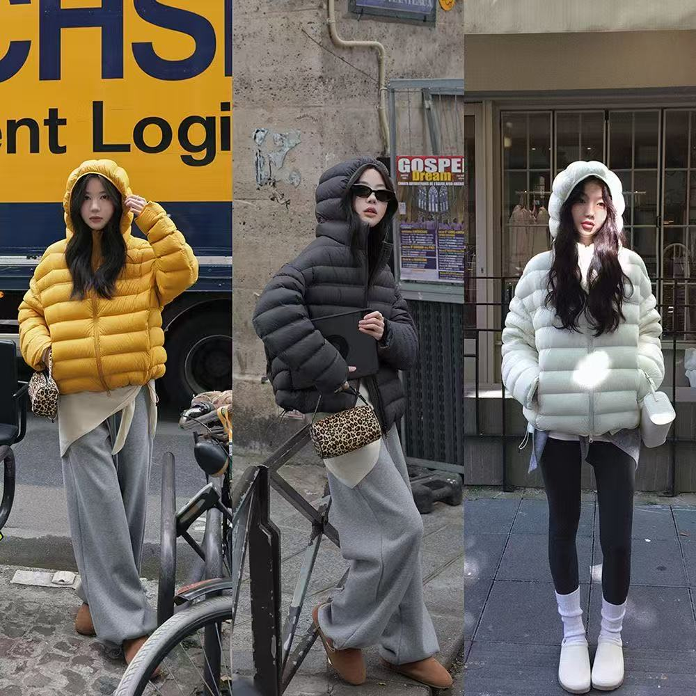 【现货爆款】2025新款排骨款羽绒服女短款韩版宽松连帽冬装外套A