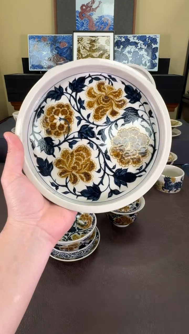 【闪购商品】二号釉牡丹纹壶承
