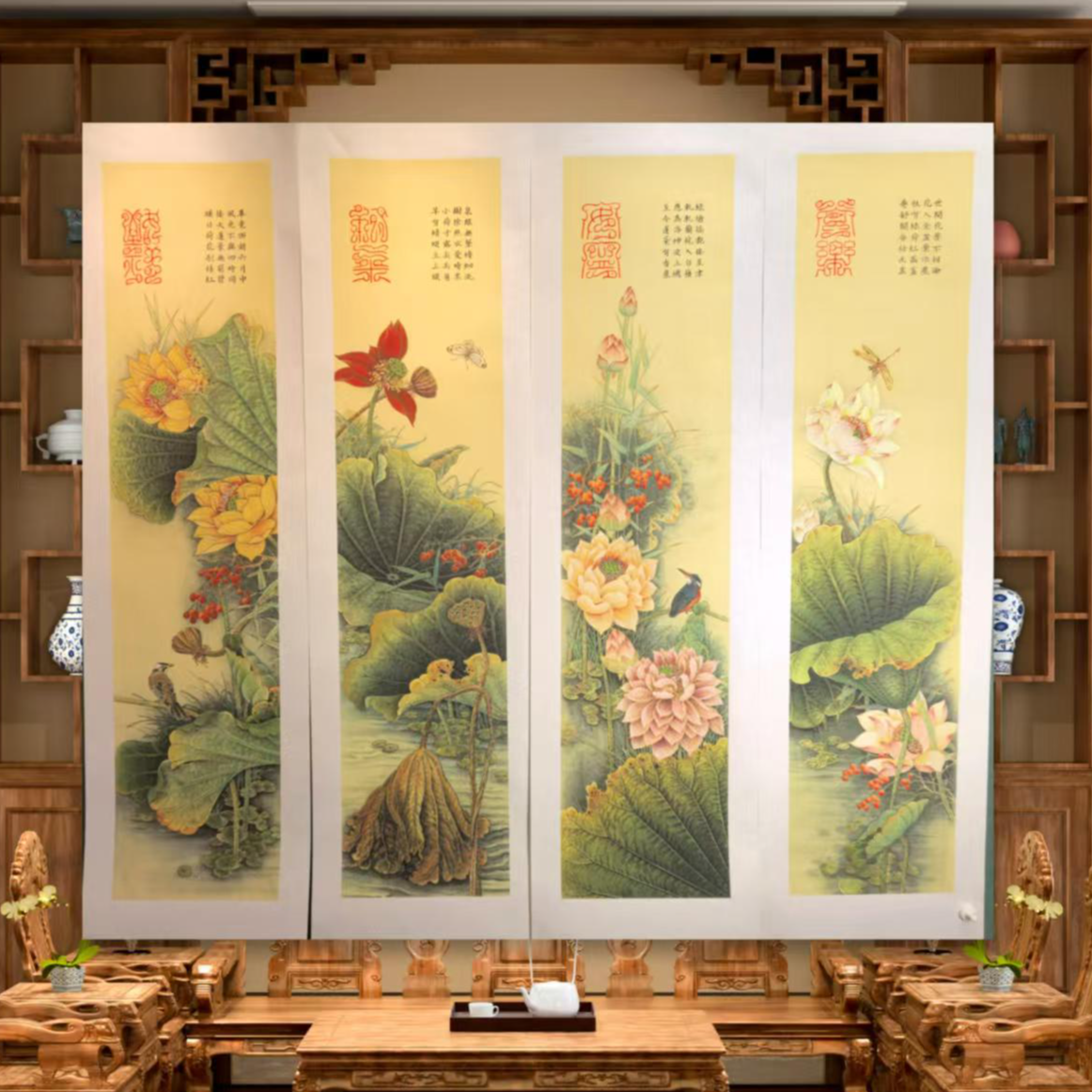 刘洪泰教授代表作《长乐安宁和气致祥四条屏》