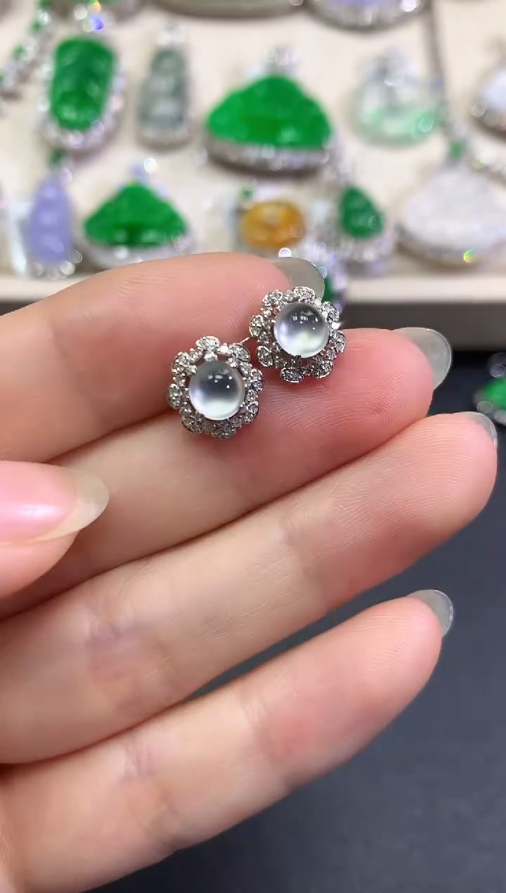 【闪购商品】翡翠耳饰18K金镶嵌B70   多样性一件发货