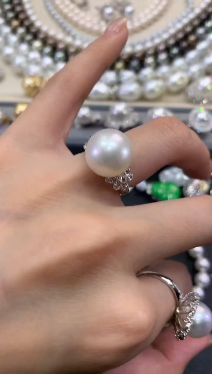 【闪购商品】海水珍珠戒指18K金镶嵌w77     