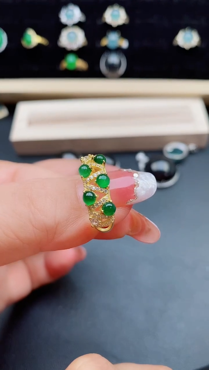 【闪购商品】翡翠戒指银S925镶嵌50800