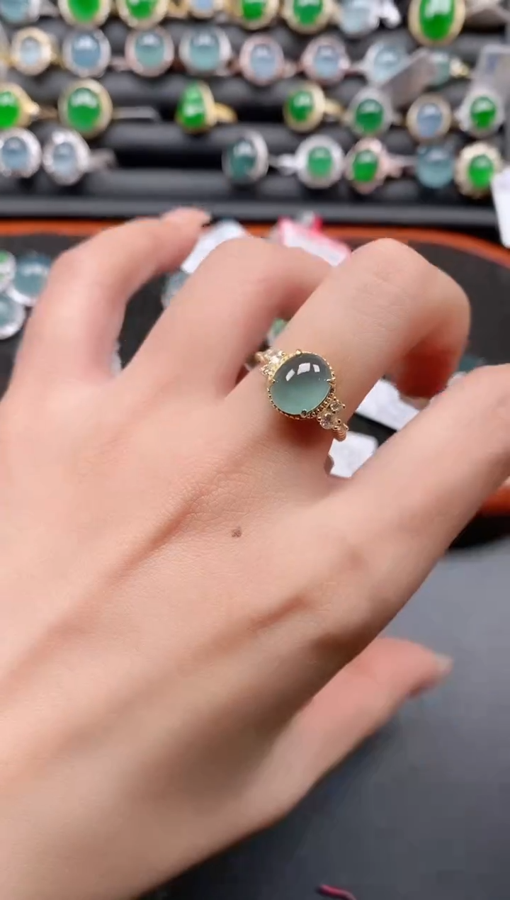 银S925镶嵌戒指翡翠111