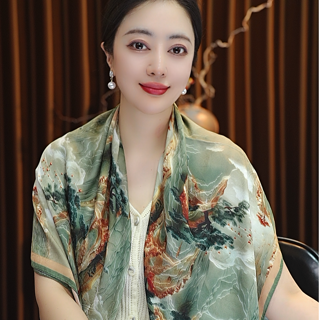 【黄山】110*110浣溪沙大方巾围巾女士披肩百搭双面戴中国风