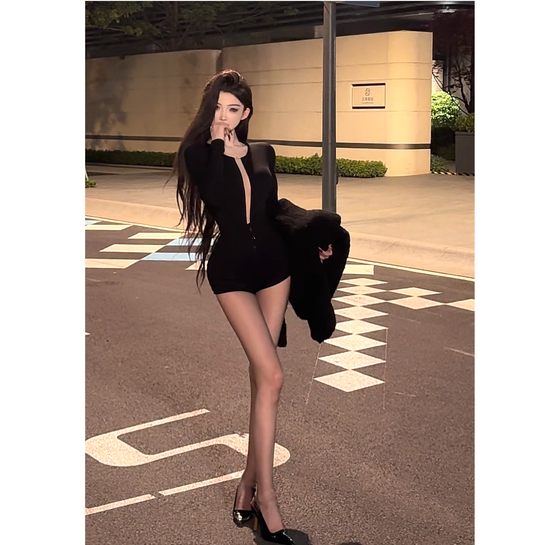 【PAN】气质百搭性感镂空连裆上衣P1026