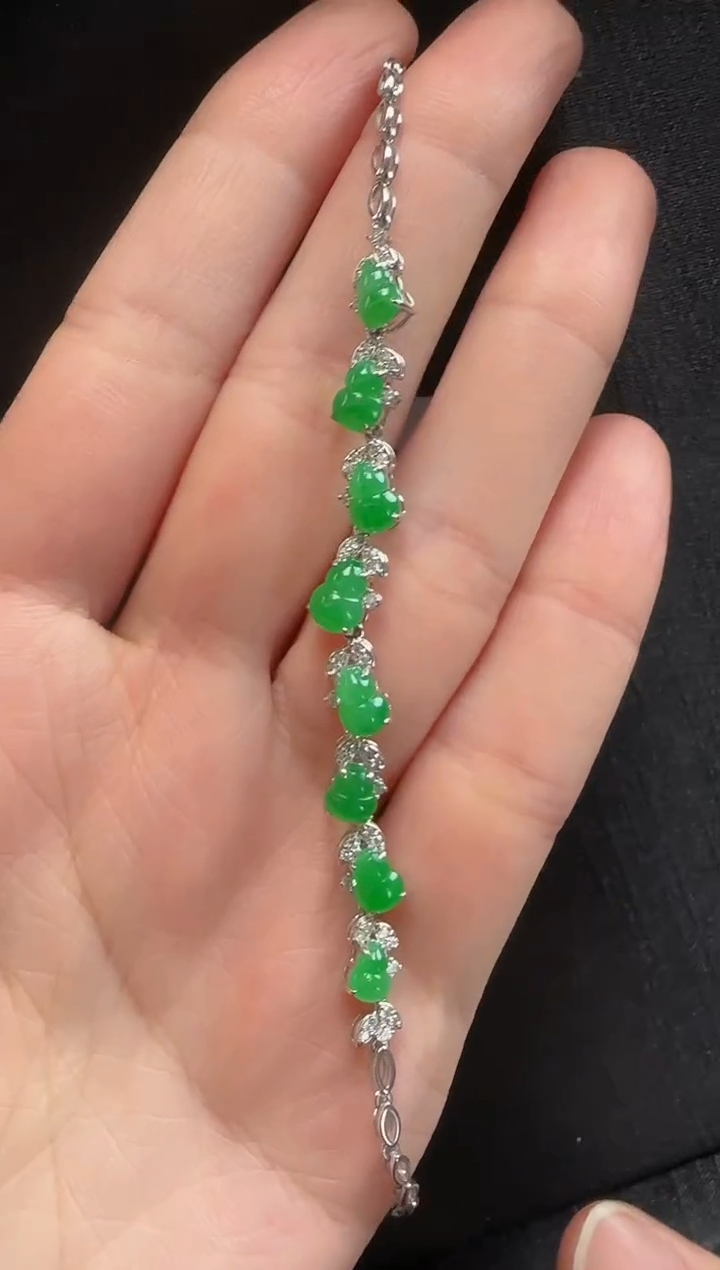 18K金镶嵌手链翡翠301葫芦一条