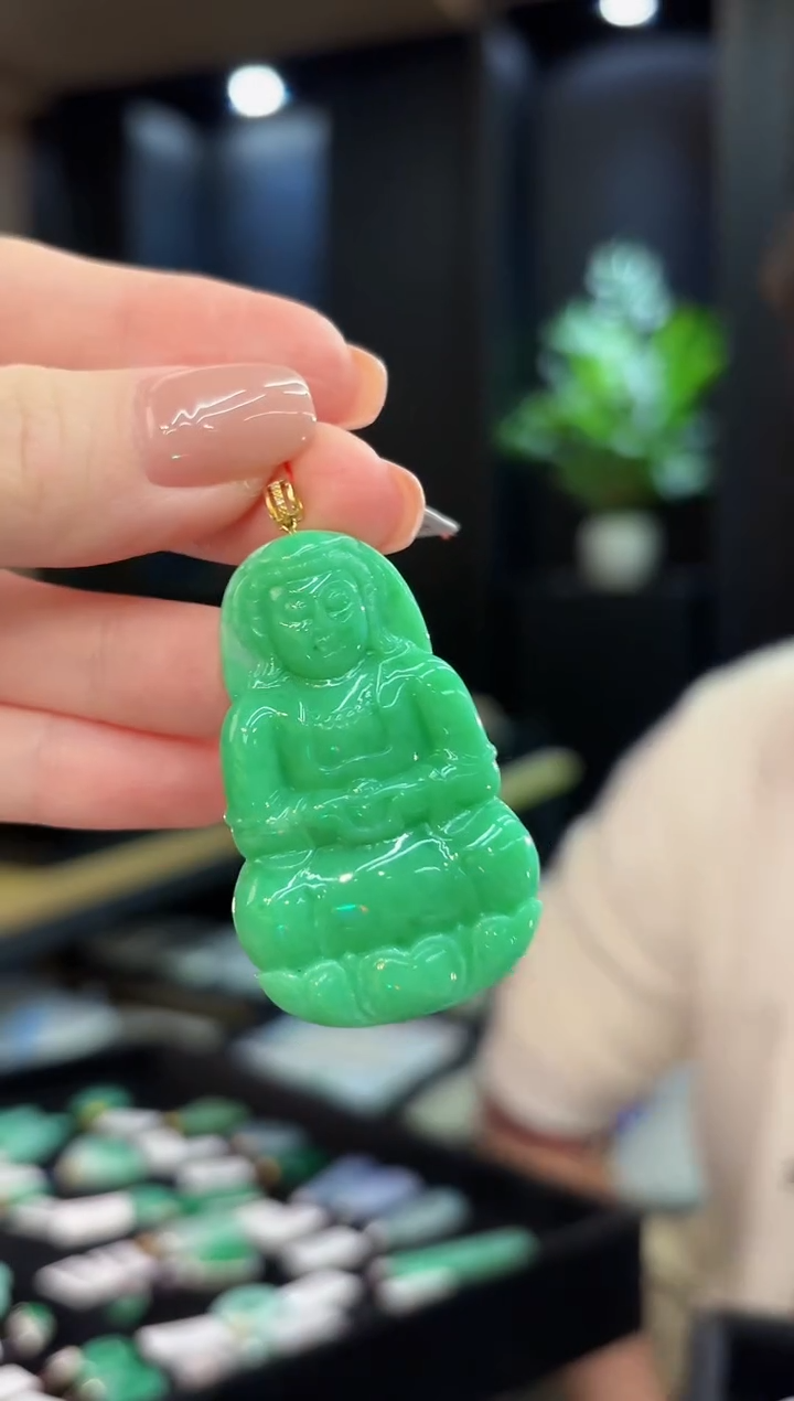 吊坠(不含链)18K金镶嵌翡翠 缅甸A货/支持复检/一件