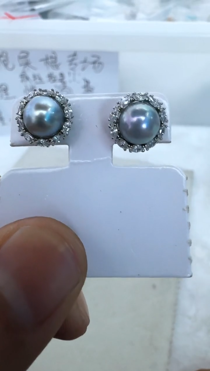 【闪购商品】海水珍珠耳饰银S925镶嵌耳钉