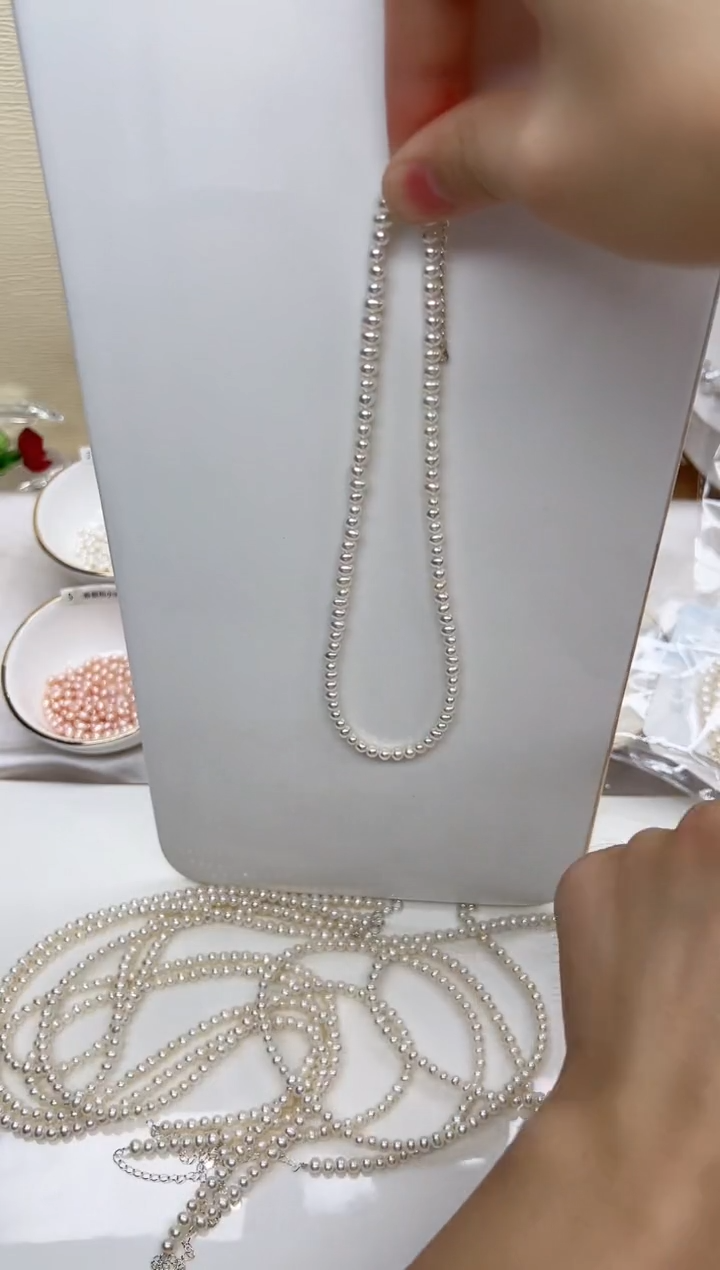 淡水珍珠未镶嵌项链极光椭圆4.5mm