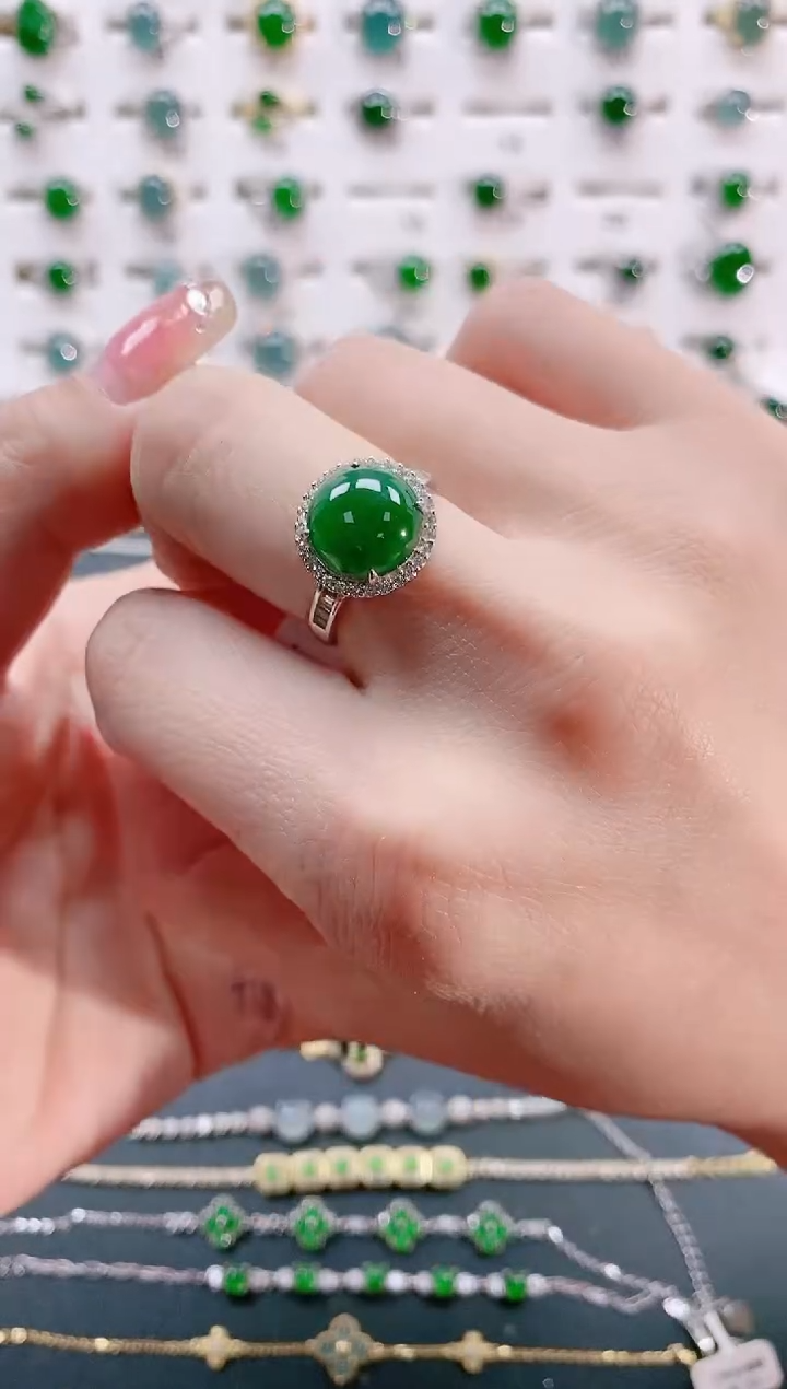 【闪购商品】翡翠戒指银S925镶嵌天然翡翠