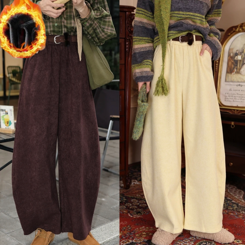 ［赠运费险］加绒保暖洋气别致长裤慵懒感时尚气质显瘦女裤子潮宽松
