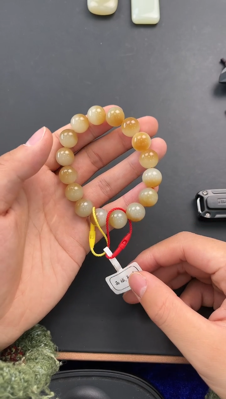 未镶嵌手串和田玉且末金山糖白手串卡12微色差