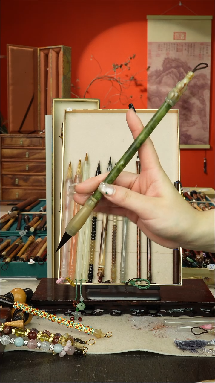 255号闪孤品高货毛笔链接 清水试笔 蘸墨不退