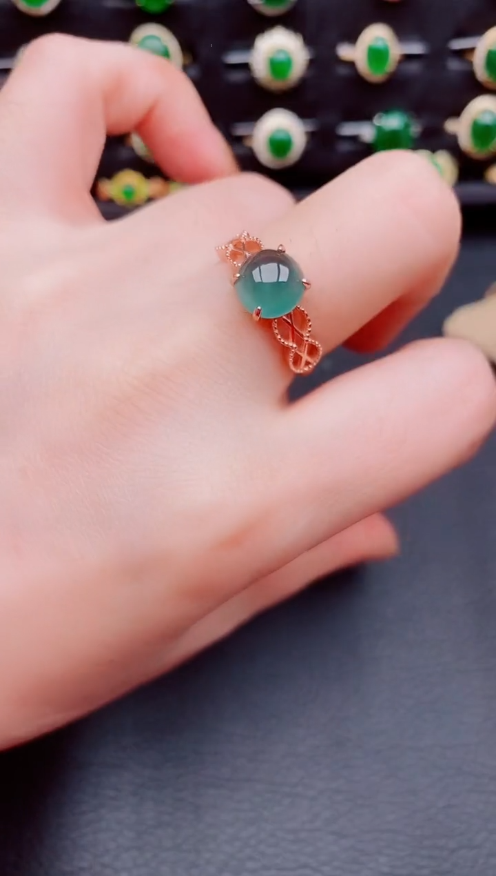 【闪购商品】翡翠戒指银S925镶嵌天然a货翡翠72