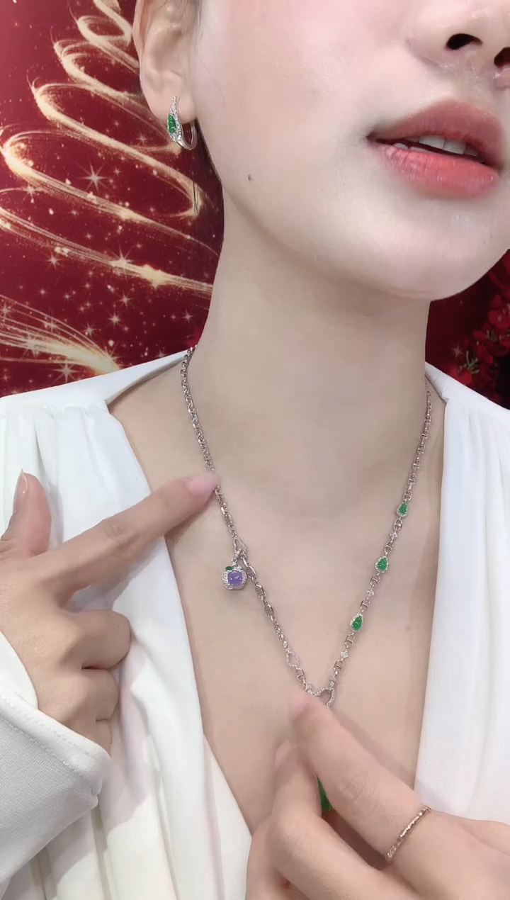 吊坠(不含链)18K金镶嵌翡翠C***yD2 紫货有一定色差