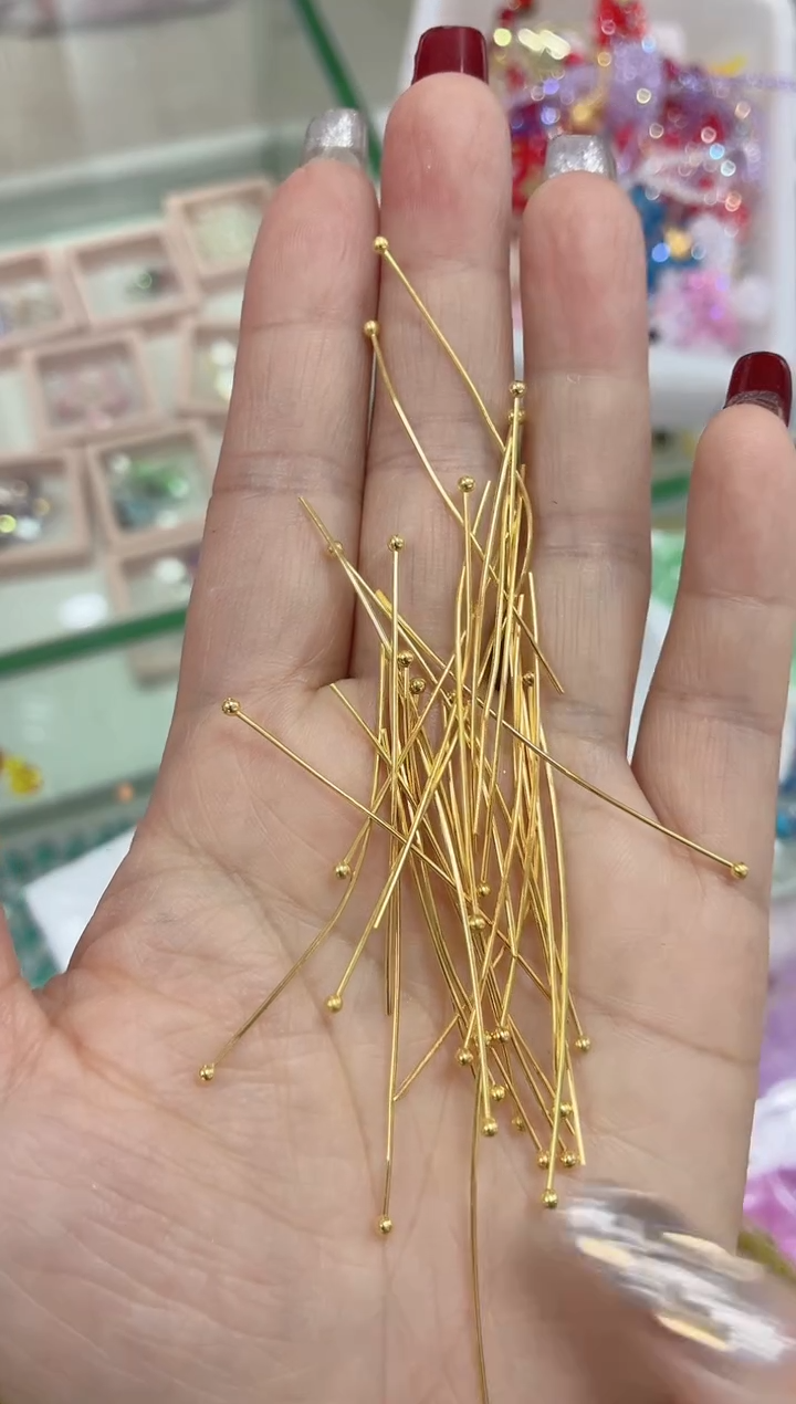 玻璃0952金色3公分球针100颗
