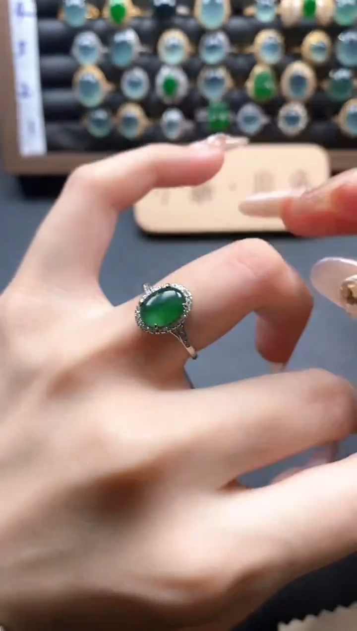 银S925镶嵌戒指翡翠51511