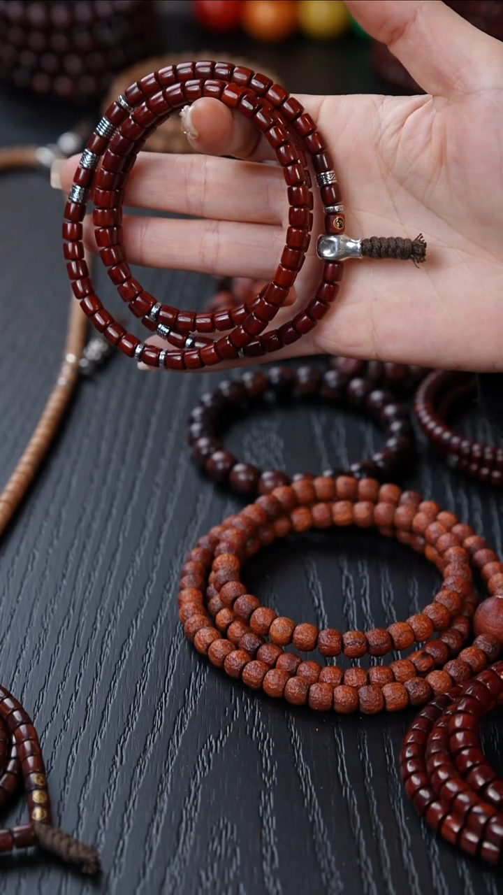 檀香紫檀（小叶紫檀）手串/手链藏式竹节+13银+银三通