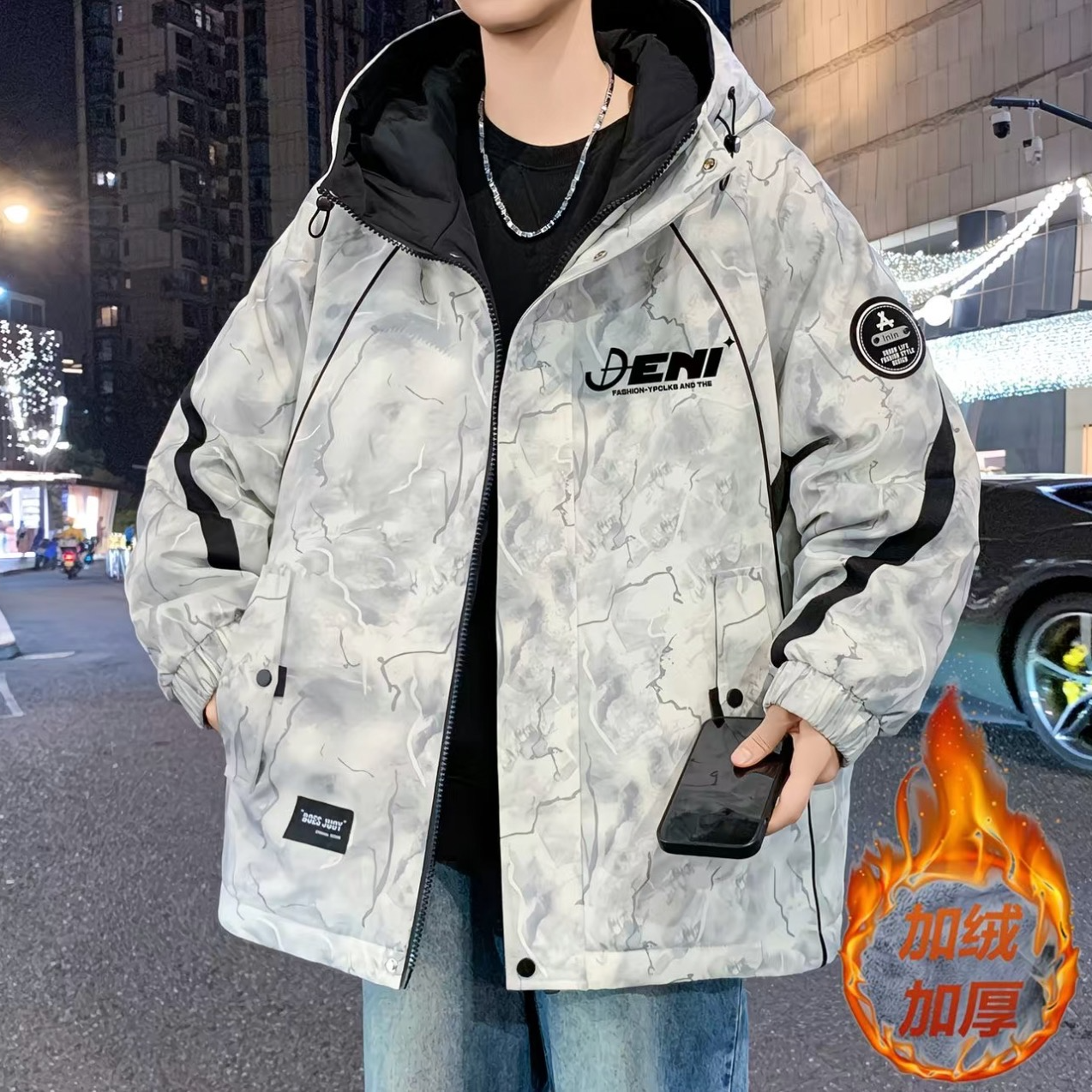 1612款加绒加厚男士夹克外套棉服