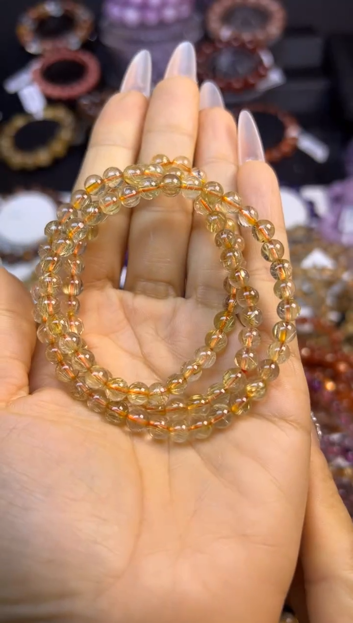 未镶嵌手串水晶金发晶三圈5.8mm
