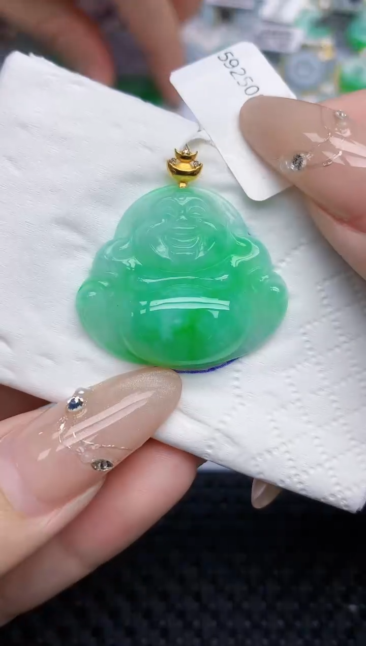 颈饰18K金镶嵌翡翠145   天然翡翠A货  百元以上9米证书费自理