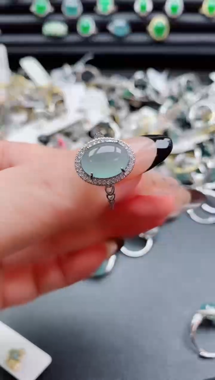 银S925镶嵌戒指翡翠1