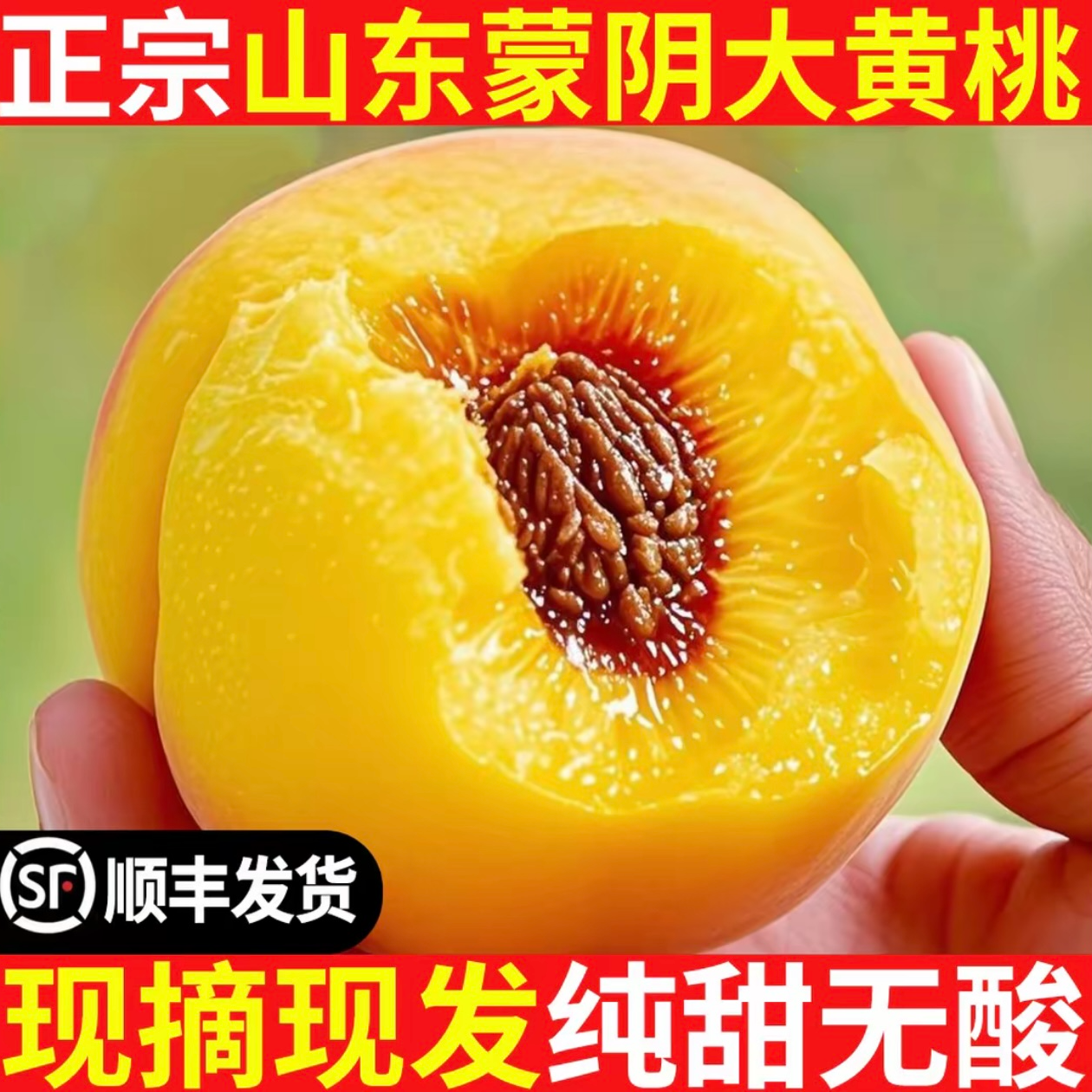 【次日达 顺丰】头茬山东正宗蒙阴纯甜大黄桃鲜果锦绣应季爆甜黄毛黄金蜜黄桃新鲜水果桃子同城送2山东省